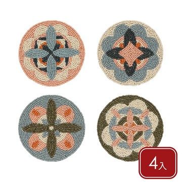 DANICA 加拿大 手工串珠杯墊4入(幾何花瓣) / 水杯墊 茶杯墊