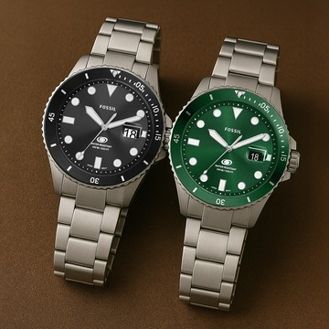 【FOSSIL】FS6032 FS6033 Blue Dive 潛水系列 水鬼 夜光 日期大視窗 鋼錶