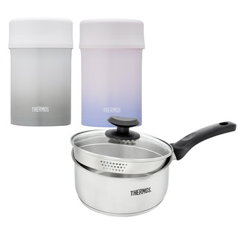 【THERMOS膳魔師】雪平鍋18cm+燜燒罐500ml優惠組