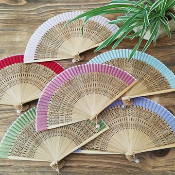 莫干扇 手工竹扇簡約純色真絲女扇隨身折疊扇5寸迷你小扇子擋臉扇