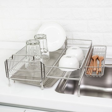 4BNK 新款全304不鏽鋼伸縮碗盤瀝水架 小款  1個  1層  銀色