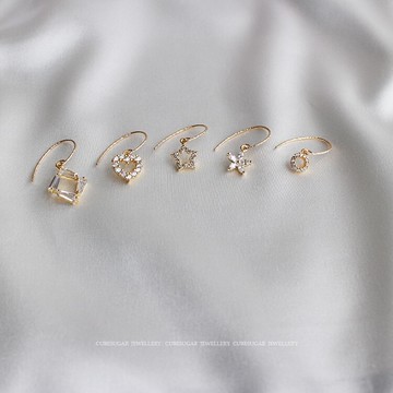 敲美的花紋耳勾第二期！ 美國14k包金亮閃閃耳勾吊墜耳環系列1入