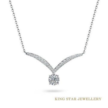 King Star 30分 18K金 最白D color 天然鑽石 星辰套鍊(3EX 八心八箭 完美車工)