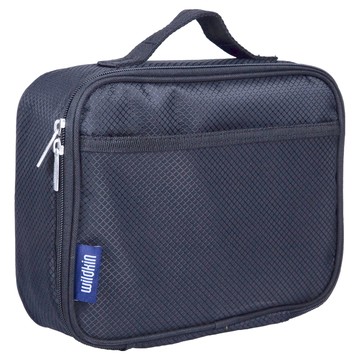 Wildkin 33系列 午餐便當袋 外有拉鍊袋 內有網狀置物袋 保冰保溫 防水布材質容易清理 輕量無毒  24.5 x 17.5 x 8.5cm  1個  黑鑽菱格