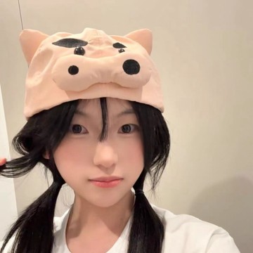 🐷背後小豬快乾帽透氣防曬帽女生卡通可愛左衛門小豬帽戶外遮陽帽