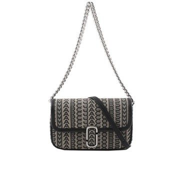 MARC JACOBS THE MONOGRAM J MARC 滿版標誌翻蓋迷你二用包(黑色深米色)