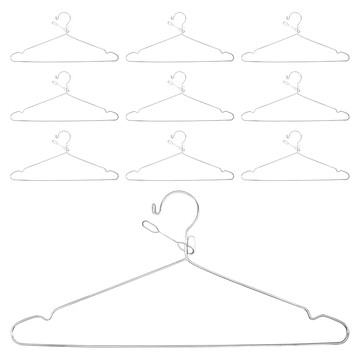 iRoom 優倍適 防風款實心不鏽鋼防脫落曬衣架 加大加粗 45cm  10個  銀色