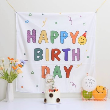 生日 背景布 90*90cm【台灣現貨】A033 生日派對 生日宴 蛋糕 生日布景 派對佈置 生日背景 生日裝飾 桌巾