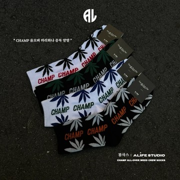 【ALIFE】🇰🇷 麻葉 花襪子 英字 印花 潮襪 4色 韓國 襪子 潮流襪 高級感 翻玩襪子 中筒襪 長襪 #906
