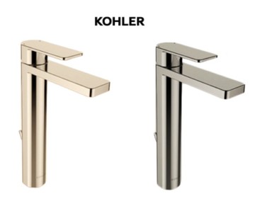 【 麗室衛浴】美國KOHLER活動促銷 Parallel 加高面盆龍頭 法蘭金K-23478T-4-AF / 霧鎳-BN