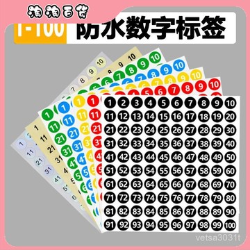 🔥臺灣出貨快🔥數字貼紙防水小號圓形不幹膠標簽紙1-1000數字貼編碼編號貼號碼貼