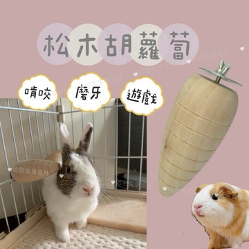 哈密兔事·松木蘿蔔｜啃咬磨牙玩具·實心松木胡蘿蔔·兔子倉鼠磨牙·兔子玩具遊戲·兔子用品