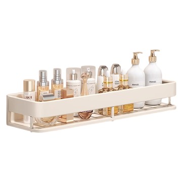 小麥購物 奶油風浴室置物架 奶白單層 L215 600g  奶白色  50 x 12.5 x 6cm  1個