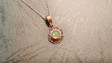 天然 蛋白石 歐珀 項鍊 尼泊爾製 925純銀