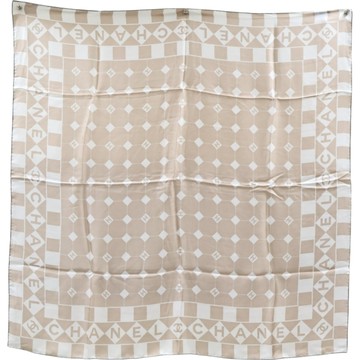 CHANEL 香奈兒 奶油色 絲綢 絲巾 90x90 【二手名牌BRAND OFF】