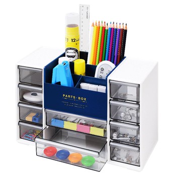 進口桌面文具抽屜式收納盒箱辦公用品梳妝臺化妝品分格收納箱