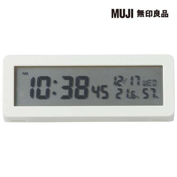 數位時鐘/附可調整式大音量鬧鈴/白色【MUJI 無印良品】