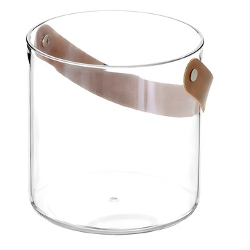 懶角落 皮革提把透明水果籃 香檳冰桶 PET材質  小款  1個