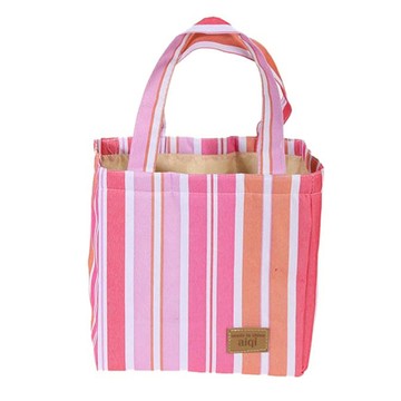 E City 炫彩直條紋束口保溫收納提袋  紅色  21 × 13 × 20cm  1個