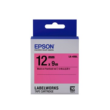 EPSON 珍珠彩系列 12mmx9M 紅底黑字標籤帶 / 盒 LK-4RBL｜領券最高折$220