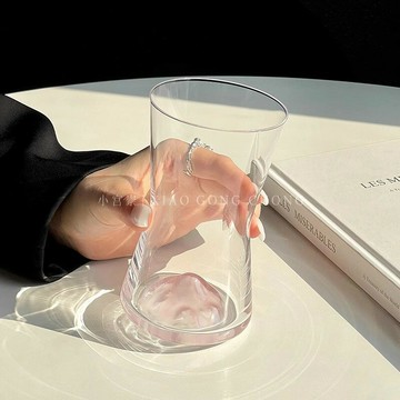 小眾高顏值粉色冰山杯ins風觀山杯家用玻璃杯咖啡杯創意果汁杯子