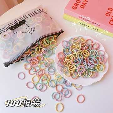 【髮圈套裝100條裝】韓國兒童彈力橡皮筋 小號髮圈 髮繩髮飾 多層彈力橡皮筋嬰兒手指髮繩 髮量少100條 袋裝 手指圈