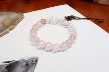 【九尾】莫桑比剋星光粉水晶 白水晶九尾狐 草莓晶 天然石手鏈