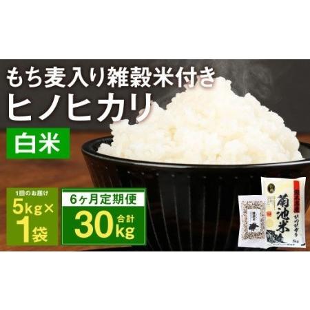 ふるさと納税 熊本県菊池産 ヒノヒカリ 精米 計30kg(5kg×6) もち麦入り雑穀米 計1.2kg(200g×6) 米 お米 低温保管 残留.. 熊本県菊池市