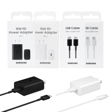 SAMSUNG 原廠 15W快充旅充組1m - 盒裝 (含充電器T1510+3A 雙Type C線DA705)