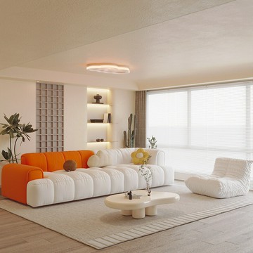 【含稅/免運】 北歐法式奶油風鋼琴鍵沙發直排客廳大小戶型現代簡約豆腐塊網紅款