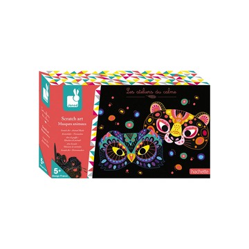 Janod 小小工作坊 刮畫動物面具  親子手作，共同度過好時光，附工具  1盒