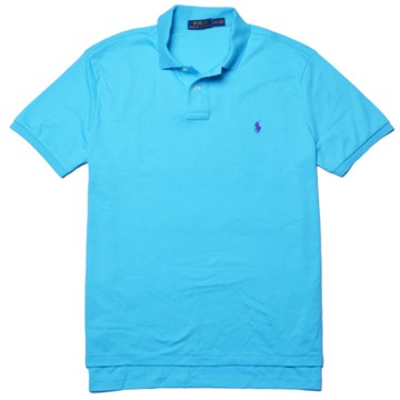 Ralph Lauren 經典小馬刺繡素面短袖POLO衫-蔚藍