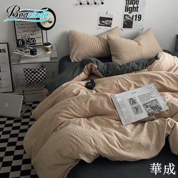 ☆日式水洗棉床包組☆簡約民宿INS床包四件組 優質面料 親膚貼身 單人標準加大雙人【強力推薦】