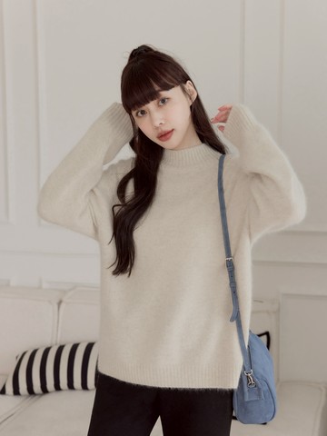 100%羊毛極親膚立領毛衣