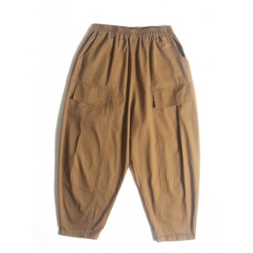 日系女褲森女文藝百搭2025新款休閑減齡純棉哈倫褲寬松顯瘦工裝褲