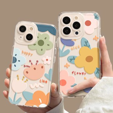 優思頓適用蘋果15手機殼新款iphone15promax透明pro鏡頭max全包plus防摔xs可愛x花朵11軟殼12硅膠14女款13套