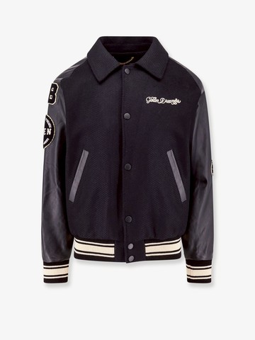 Wool blend bomber with college flocked patches - GOLDEN GOOSE DELUXE BRAND - gender_Man
