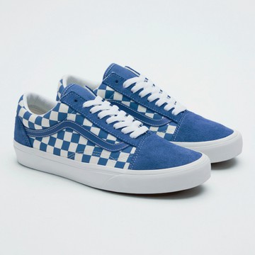 Old Skool 藍色棋盤格滑板鞋