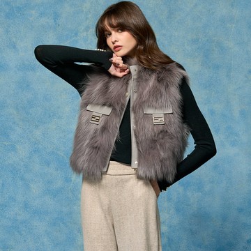 頂奢皮草-sagafurs白狐毛背心外套_灰色【MON'S 流行服飾】