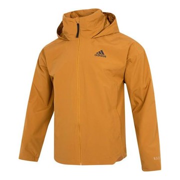 Men's adidas Traveer Rr J Athleisure Casual Sports Woven Logo Stripe Hooded Jacket Yellow
