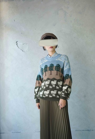 尋寶古著-澳洲製療癒羊群農場緹花復古針織毛衣