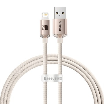 Baseus 倍思 晶耀系列 快充傳輸線 USB to iPhone 2.4A  1.2m  1個  粉色