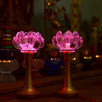 整對家用佛堂七色供佛觀音蓮花燈led節能長明燈七彩光水晶燈