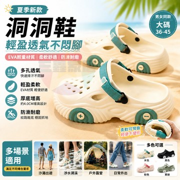洞洞鞋 增高防滑涼鞋 透氣不悶腳 EVA舒適軟底 夏季爆款厚底洞洞鞋男 包跟兩穿戶外拖鞋 男厚底包跟涼鞋 透氣防滑涉水鞋