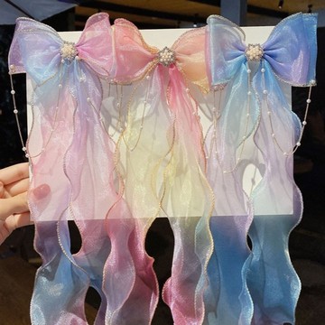 【HOOMI】童-網紗蝴蝶結壓夾（混色）（顏色隨機出貨）