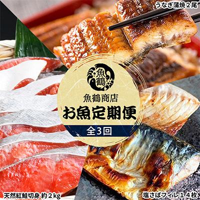 ふるさと納税 九度山町 魚鶴商店が選ぶ人気お魚B(サバフィレ・うなぎ蒲焼・紅鮭切身)全3回