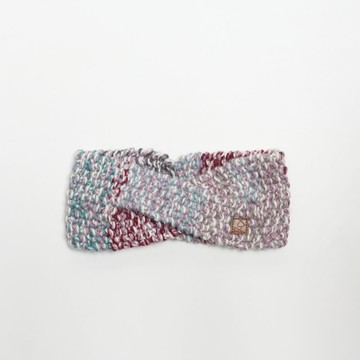 /潮流髮帶/粉紅粉藍色塊雜線細軟純美麗諾羊毛運動頭帶/手工編織