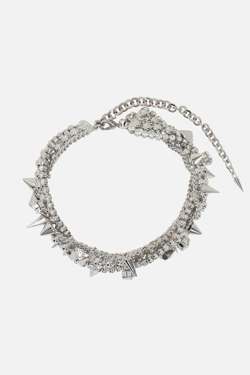 ALESSANDRA RICH brass twisted choker with crystals and spikes Woman