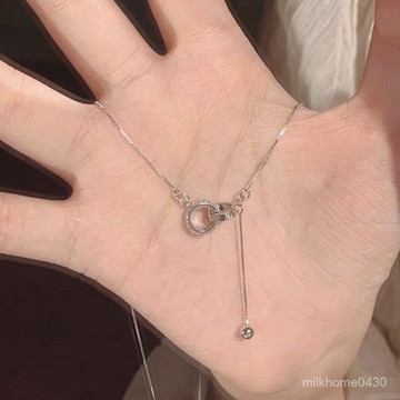 📿限時下殺📿【5759人收藏】S925純銀雙環流蘇項鏈女輕奢小衆設計溫柔高級百搭鎖骨鏈生日禮物