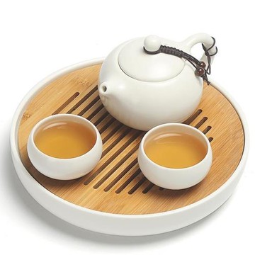快客杯一壺一杯功夫茶具兩杯竹制干泡茶盤旅行辦公陶瓷茶壺茶杯